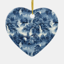 Japanischer Wassergarten in einem blauen weißen Po