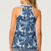 Japanischer Wassergarten in einem blauen weißen Po