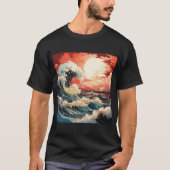 japanischer Wave Art T - Shirt: Atemberaubendes Re T-Shirt (Vorderseite)