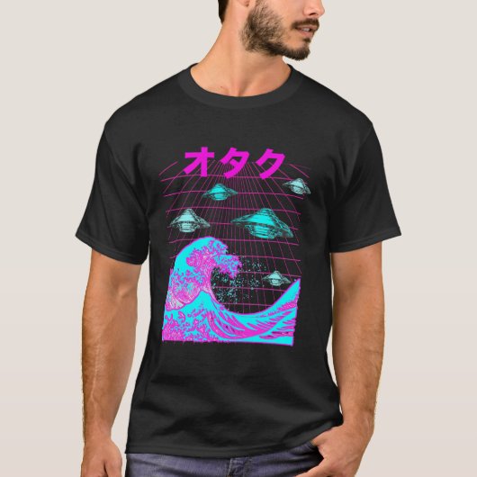Japanischer Wave Retro Ufo Vaporwave Otaku Synthwa T-Shirt (Vorderseite)