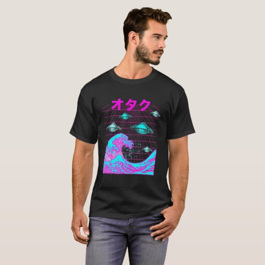 Japanischer Wave Retro Ufo Vaporwave Otaku Synthwa T-Shirt (Vorne ganz)