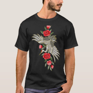 Japanischer Weißer Kranich T Vintage Stickerei Lo T-Shirt