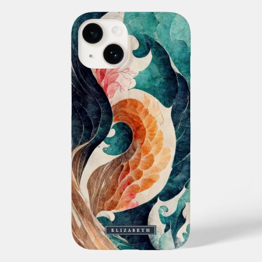 Japanischer Wellen-Drachen-Schuppen-Monogramm Case-Mate iPhone Hülle (Rückseite)