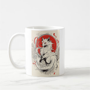 Japanischer White Kitsune Fuchs Kaffeetasse