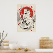 Japanischer White Kitsune Fuchs Poster (Küche)