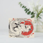 Japanischer White Kitsune Fuchs Postkarte (Stehend Vorderseite)