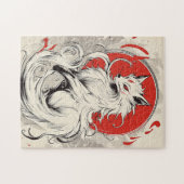 Japanischer White Kitsune Fuchs Puzzle (Horizontal)