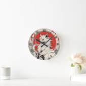 Japanischer White Kitsune Fuchs Runde Wanduhr (Zuhause)
