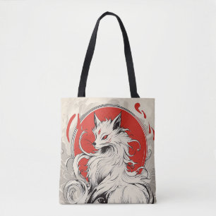 Japanischer White Kitsune Fuchs Tasche
