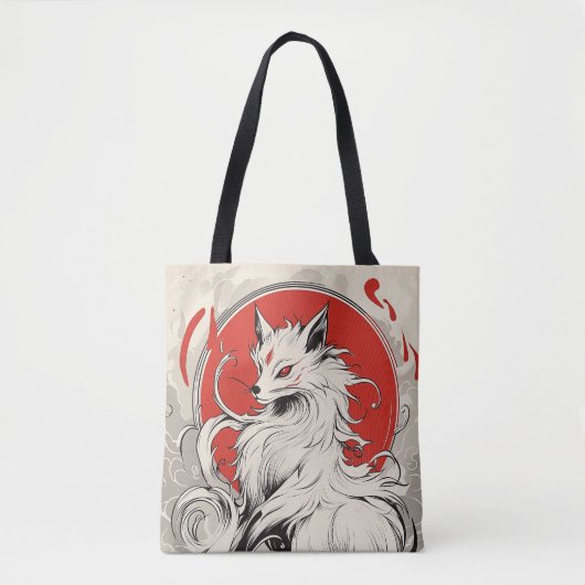 Japanischer White Kitsune Fuchs Tasche (Vorderseite)