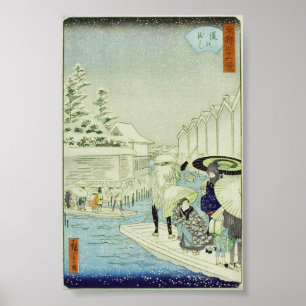 Japanischer Winter in Wasserkunst Woodblock Ukiyo- Poster