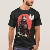 Japanischer Wolf Ninja Japanischer Charakter Coole T-Shirt (Vorderseite)
