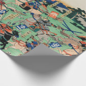 JAPANISCHER WOODBLOCK DRUCK DES BATTLE WRAPPING PA GESCHENKPAPIER (Ecke)