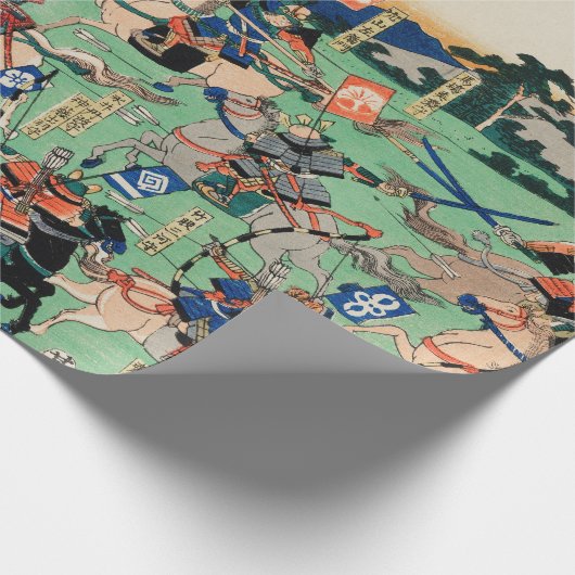 JAPANISCHER WOODBLOCK DRUCK DES BATTLE WRAPPING PA GESCHENKPAPIER (Ecke)