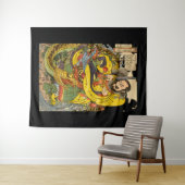 Japanischer Zauberer, der ein Sturmdrachenband her Wandteppich (Beispiel (Horizontal))