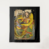 Japanischer Zauberer, der ein Sturmdrachenband her Wandteppich (Vorderseite)