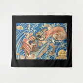 Japanischer Zauberer, der ein Sturmdrachenband her Wandteppich (Vorderseite (Horizontal))