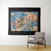 Japanischer Zauberer, der ein Sturmdrachenband her Wandteppich (Beispiel (Horizontal))