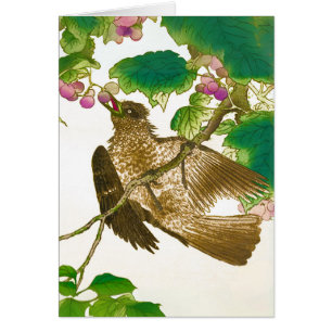 Japanischer Zeichn von Jay auf einem Weinstock