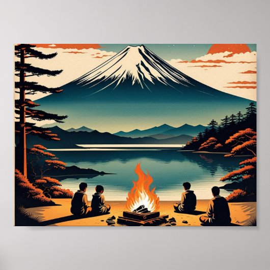 Japanisches AI Mt Fuji Camping Poster (Vorne)