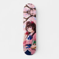 Japanisches Anime-Mädchen unter einem Kirschblosso