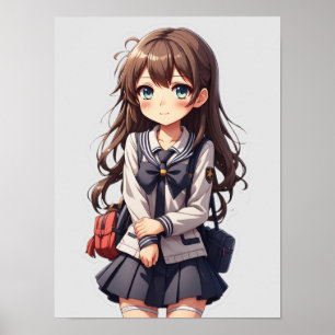 Japanisches Anime School Girl Poster