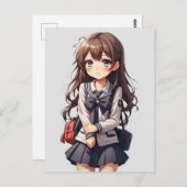 Japanisches Anime School Girl Postkarte (Vorne/Hinten)