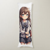 Japanisches Anime School Girl Seitenschläferkissen (Vorderseite Vertikal)