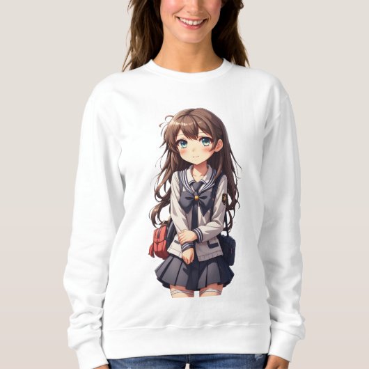 Japanisches Anime School Girl Sweatshirt (Vorderseite)