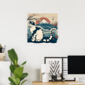 Japanisches Art Cat Art Poster für Cat Lovers (Heimbüro)