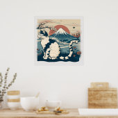 Japanisches Art Cat Art Poster für Cat Lovers (Küche)