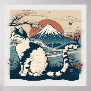 Japanisches Art Cat Art Poster für Cat Lovers