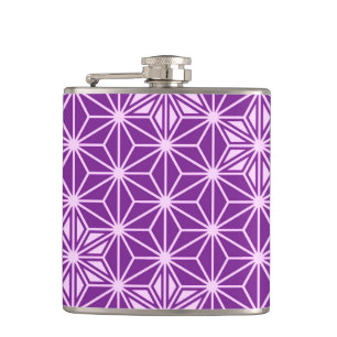 Japanisches Asanoha-Muster - Amethyst lila Flachmann