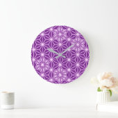 Japanisches Asanoha-Muster - Amethyst lila Große Wanduhr (Zuhause)