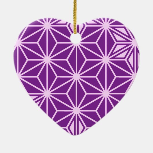 Japanisches Asanoha-Muster - Amethyst lila Keramik Ornament (Hinten)