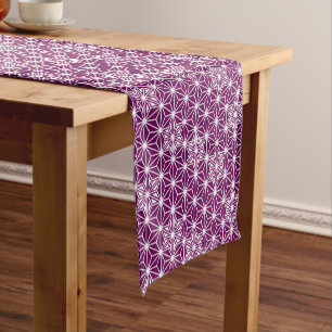 Japanisches Asanoha-Muster, Aubergine Violett Kurzer Tischläufer