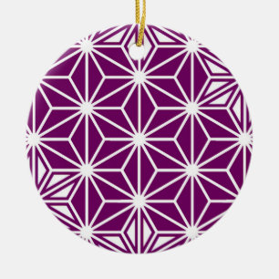 Japanisches Asanoha-Muster - Auberginen-lila Keramikornament