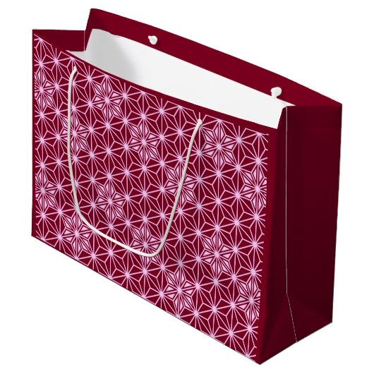 Japanisches Asanoha-Muster - Bordeaux Große Geschenktüte (Vorderseite Schrägansicht)