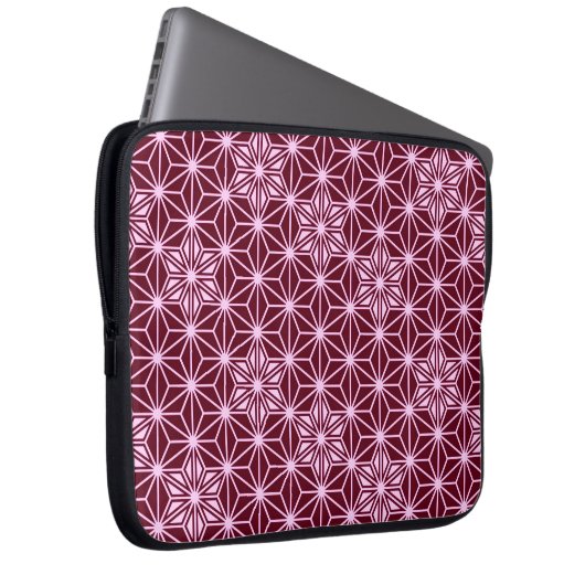 Japanisches Asanoha-Muster - Bordeaux Laptopschutzhülle (Vorne Rechts)
