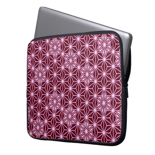 Japanisches Asanoha-Muster - Bordeaux Laptopschutzhülle (Vorderseite Links)
