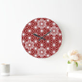 Japanisches Asanoha-Muster - dunkelrot Große Wanduhr (Zuhause)