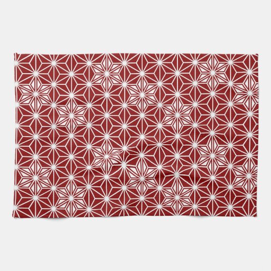 Japanisches Asanoha-Muster - dunkelrot Handtuch (Horizontal)