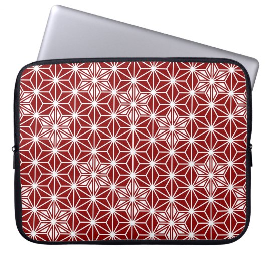 Japanisches Asanoha-Muster - dunkelrot Laptopschutzhülle (Vorderseite)
