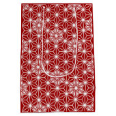 Japanisches Asanoha-Muster - dunkelrot Mittlere Geschenktüte (Rückseite)