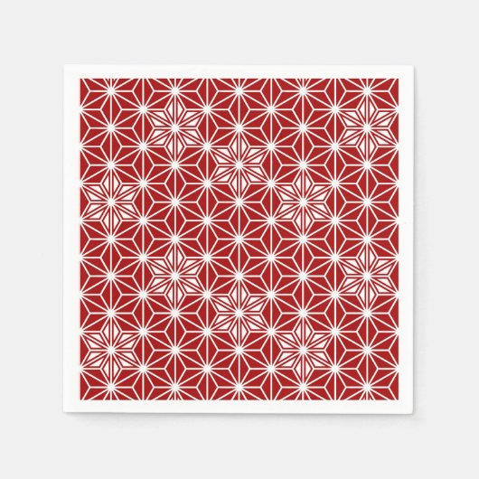 Japanisches Asanoha-Muster - dunkelrot Serviette (Vorderseite)