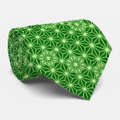 Japanisches Asanoha-Muster, Emerald und Lime Green Krawatte (Gerollt)
