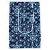 Japanisches Asanoha-Muster - Indidigo Blue Mittlere Geschenktüte (Rückseite)