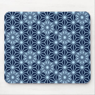 Japanisches Asanoha-Muster - Indidigo Blue Mousepad