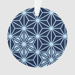 Japanisches Asanoha-Muster - Indigoblau Ornament