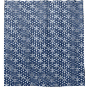 Japanisches Asanoha-Muster - Indigoblau und weiß Duschvorhang